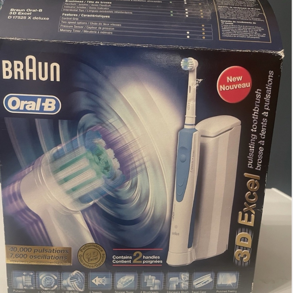NEW Braun Oral-B 3D Excel Electric Toothbrushes 2 Toothbrushes Included.   NIB